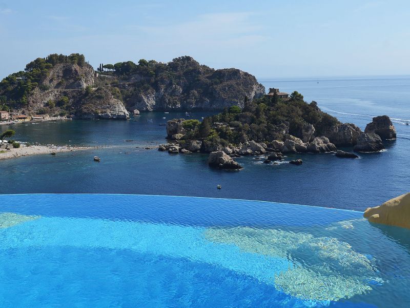 Infinity pool with Isola Bella view