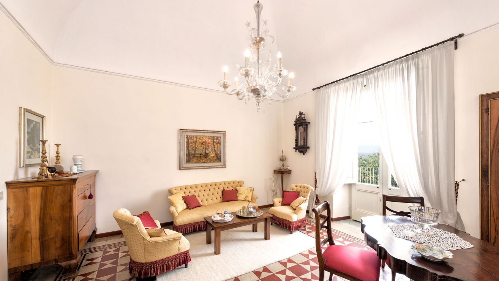 An historical villa with antique furniture